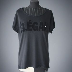 Black elegant top with subtle sequins